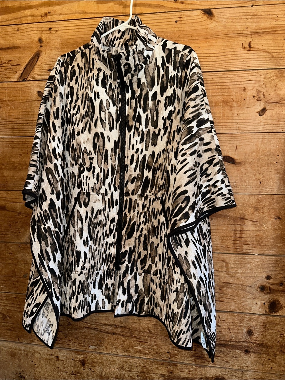 IC By Connie K Leopard Kimono Style Jacket Blouse Shirt Top Artsy
